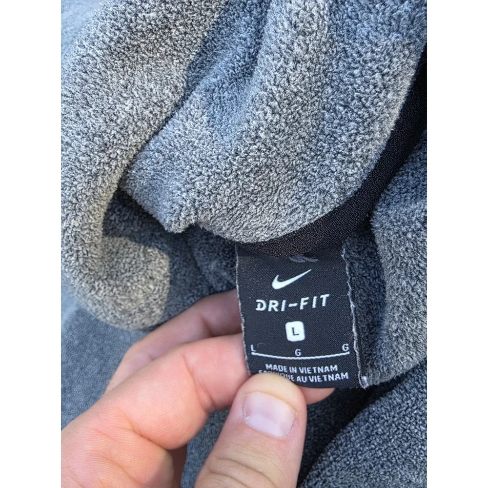 Nike Therma Dri-Fit Tunic Training Top Large Gray Mock Neck Fleece Zip Side